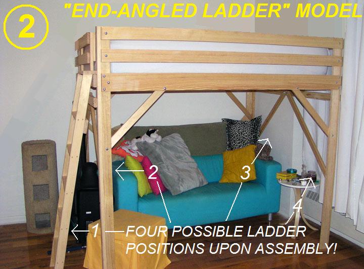 King Extra Long Loft Beds Bunk Bed, End Ladder Loft Bed